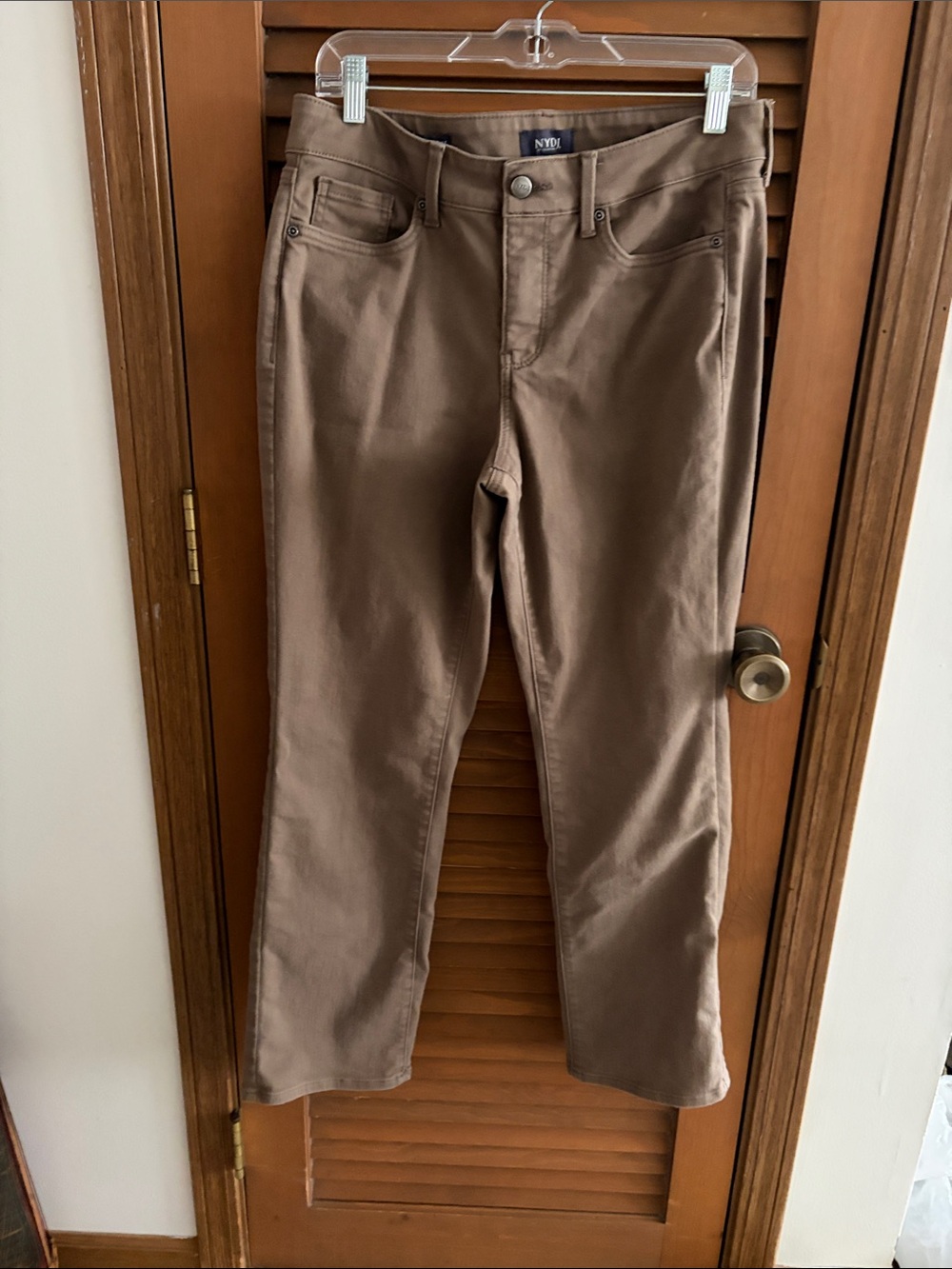 NYDJ Taupe Straight-Leg Pants